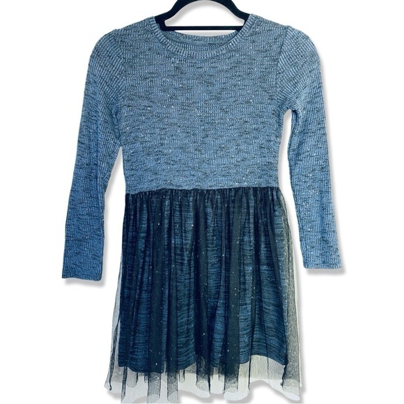 ⭐️CAT & JACK Blue & Sparkly Silver Tulle Dress M (7/8) - Picture 1 of 4